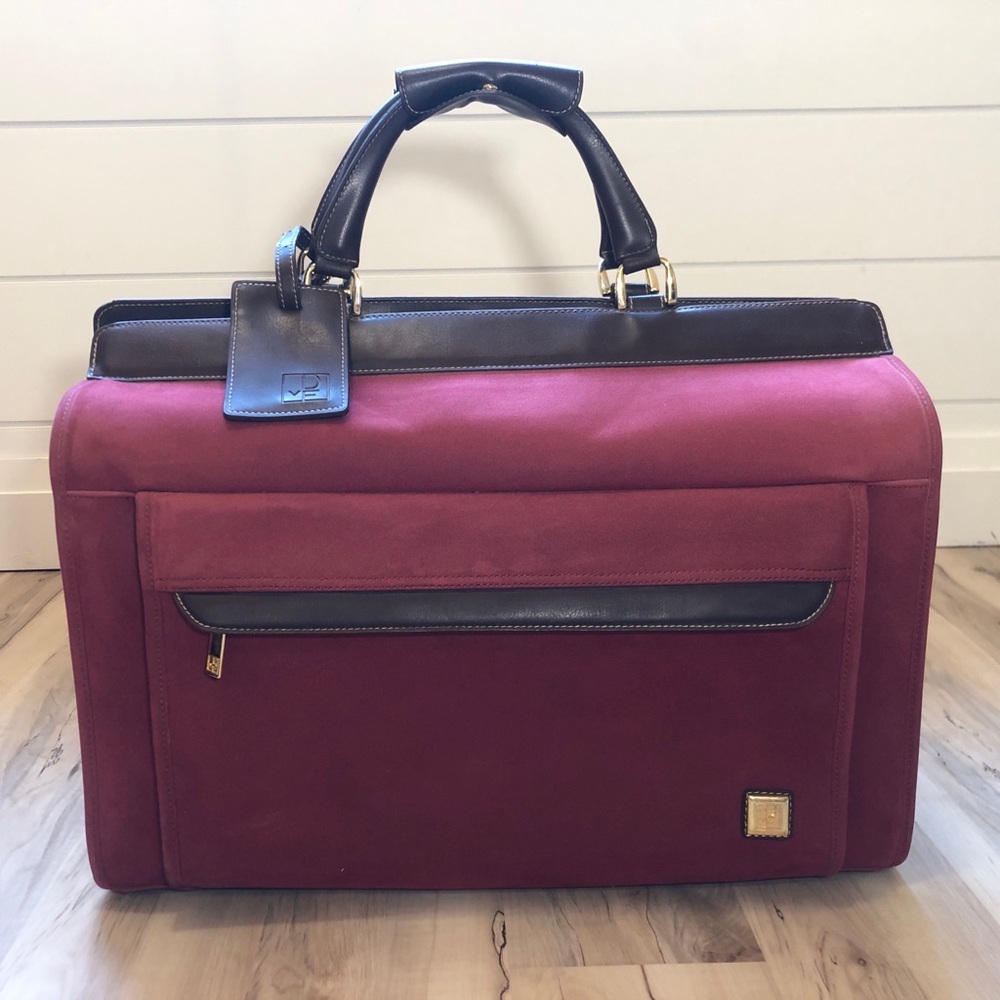 Vintage Diane von Furstenberg DVF Weekender Travel Bag Burgundy Badanco 20"